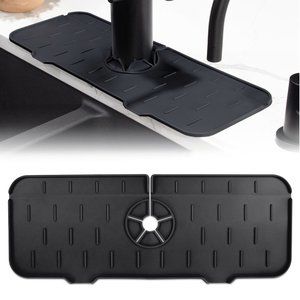 New Silicone Kitchen or Bathroom Sink Mat Splash Guard Black